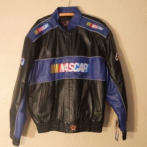 NWT Vintage JH Design 100% Leather NASCAR Jacket- size XL